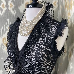 Ralph Lauren Black Lace & Ruffle Peplum Blouse